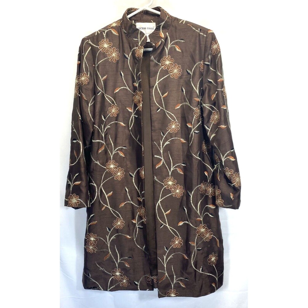 Victor Costa Occasion Eveningwear Jacket Topper Sz Small Open Front Embroidered